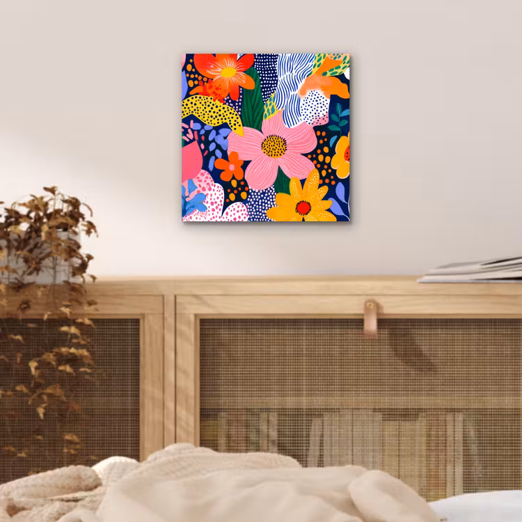 Kleurrijk - Bloemen - Abstract - Stippen aluminium wit klein -sfeer3
