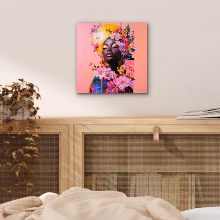 Kleurrijk - Bloemen - Vrouw - Zon aluminium wit klein -sfeer3