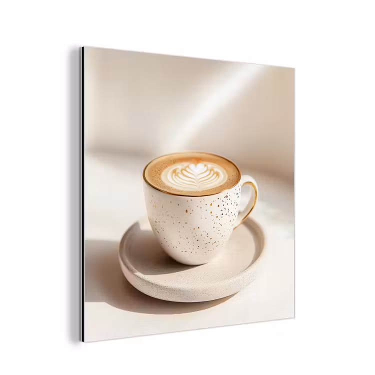 Cappuccino - Schuim - Schotel - Beige aluminium wit klein -3d