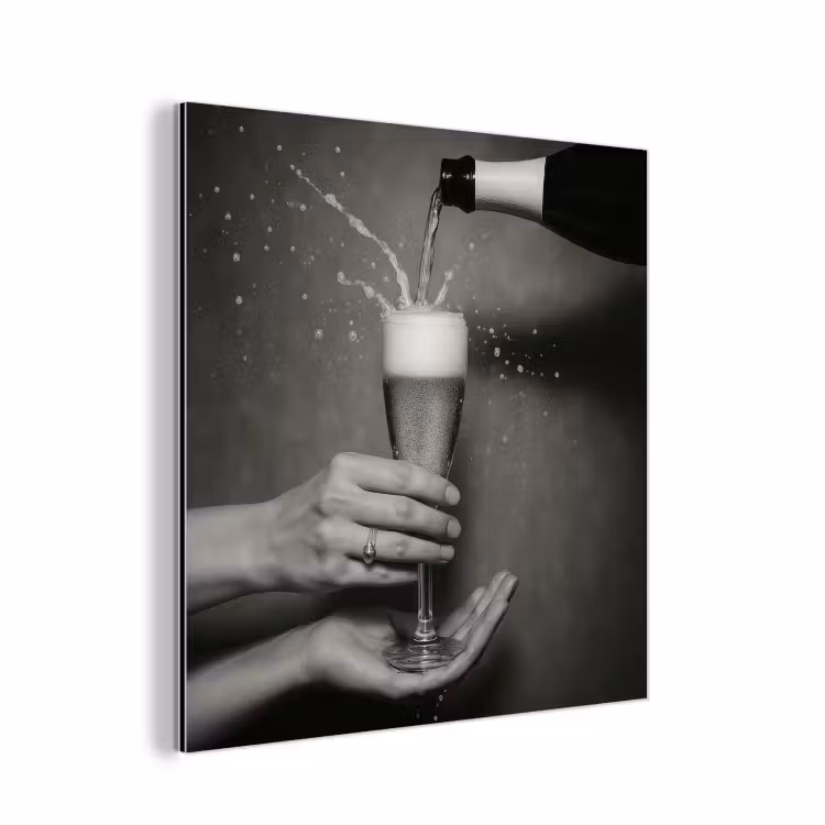 Champagnefles - Glas - Minimalistisch - Spetters aluminium wit klein -3d