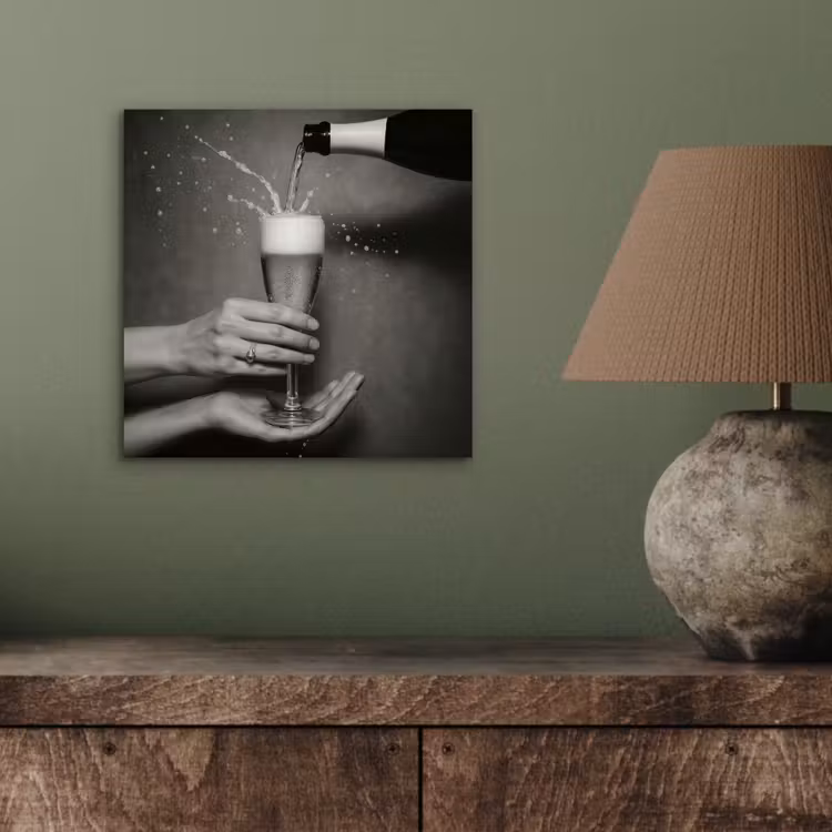 Champagnefles - Glas - Minimalistisch - Spetters aluminium wit klein -sfeer2