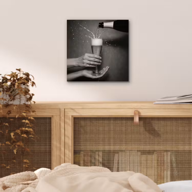 Champagnefles - Glas - Minimalistisch - Spetters aluminium wit klein -sfeer3