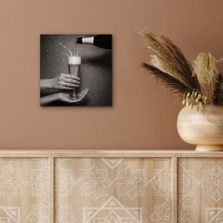 Champagnefles - Glas - Minimalistisch - Spetters aluminium wit klein -sfeer4