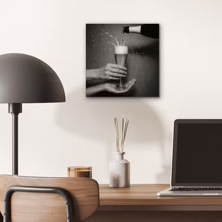 Champagnefles - Glas - Minimalistisch - Spetters aluminium wit klein -sfeer5
