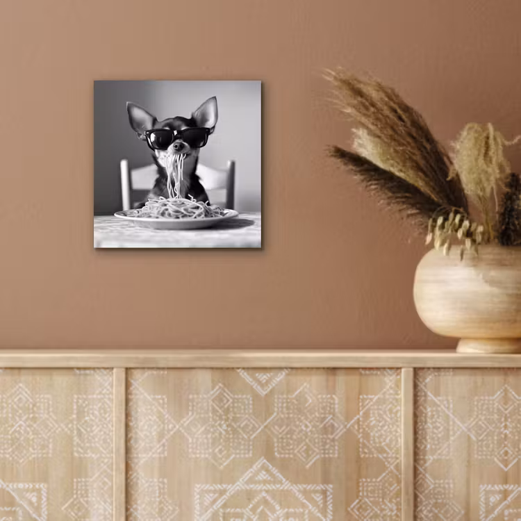 Chihuahua - Hond - Zonnebril - Humoristisch - Zwart - Wit - Spaghetti aluminium wit klein -sfeer4