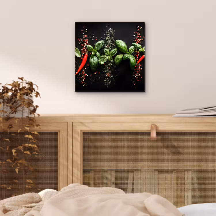 Chilipepers - Basilicum - Blaadjes - Rood aluminium wit klein -sfeer3