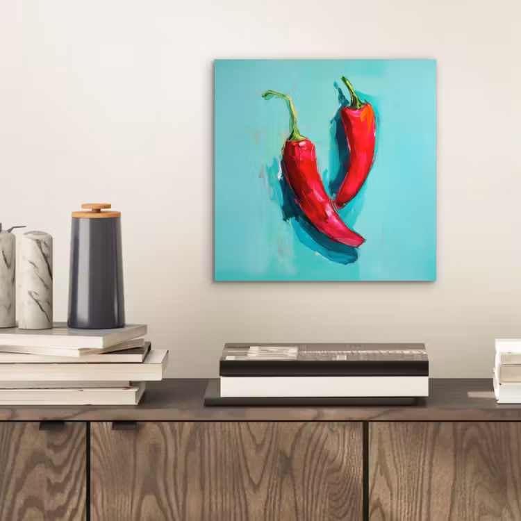 Chilipepers - Geverfd - Rood aluminium wit klein -sfeer1