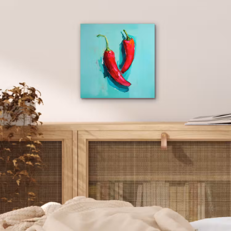 Chilipepers - Geverfd - Rood aluminium wit klein -sfeer3