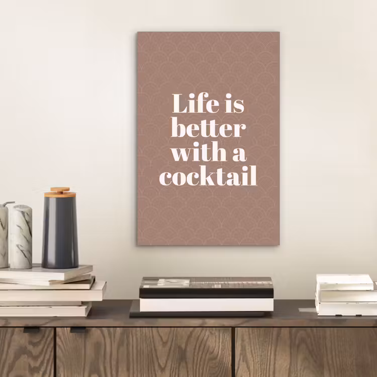 Cocktail - Tekst - Patroon - Wit aluminium wit klein -sfeer1