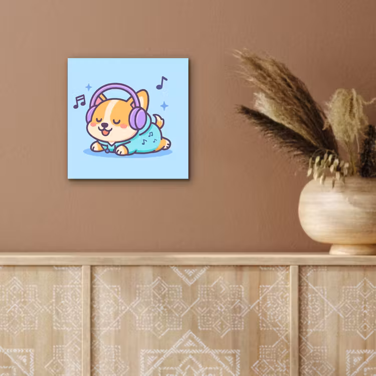 Corgi - Koptelefoon - Blauw - Muzieknoten aluminium wit klein -sfeer4
