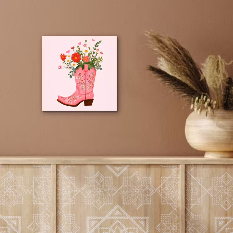 Cowboylaarzen - Roze - Boeket - Bloemen aluminium wit klein -sfeer4