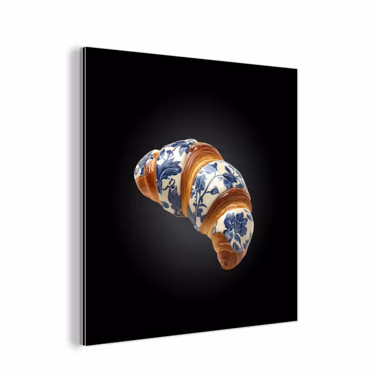 Croissant - Bloemenpatroon - Delftsblauw aluminium wit klein -3d
