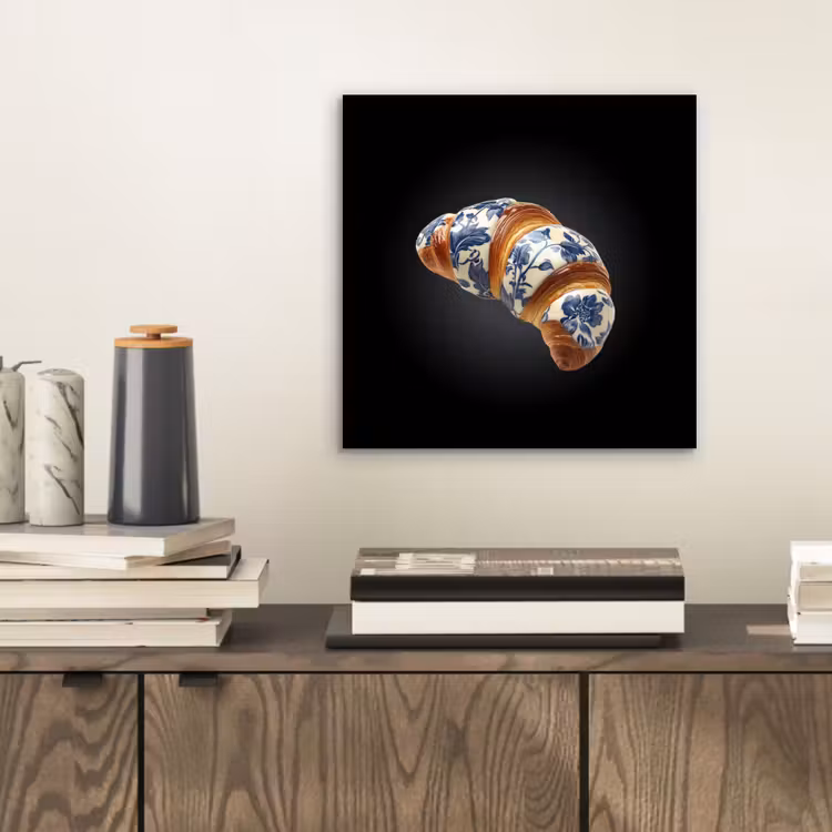 Croissant - Bloemenpatroon - Delftsblauw aluminium wit klein -sfeer1