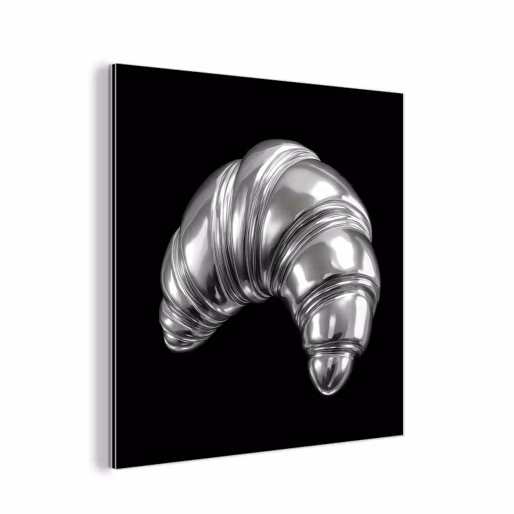 Croissant - Metaal - Zilver aluminium wit klein -3d