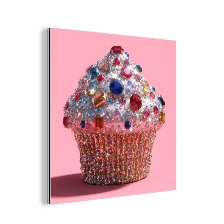 Cupcake - Kleurrijk - Edelstenen aluminium wit klein -3d