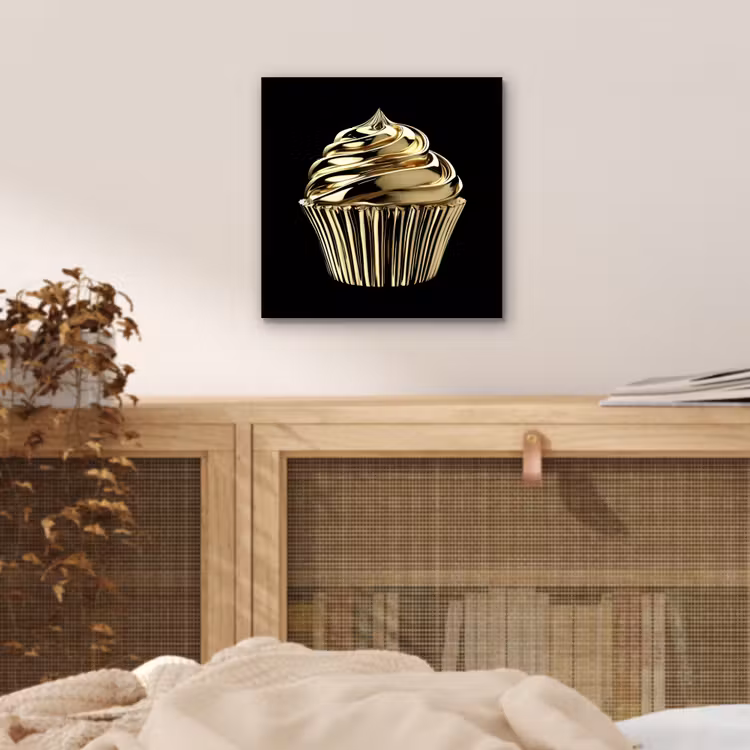 Cupcake - Eten - Goud - Zwart aluminium wit klein -sfeer3
