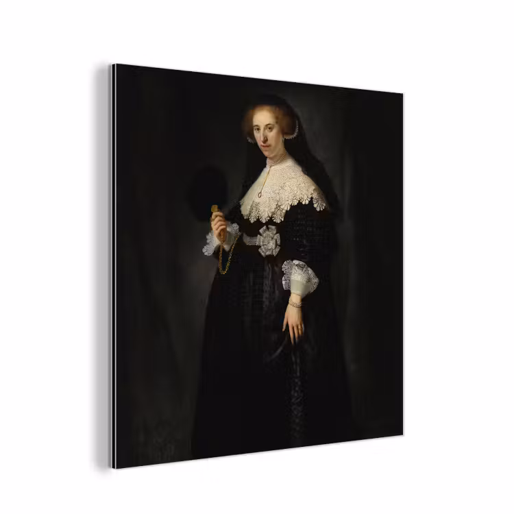 Het huwelijksportret van Oopjen Coppit - Rembrandt van Rijn aluminium wit klein -3d