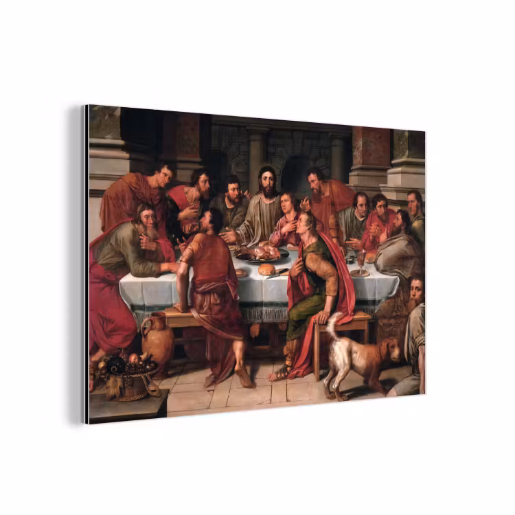 Het laatste avondmaal - Schilderij van Willem Key aluminium wit klein -3d