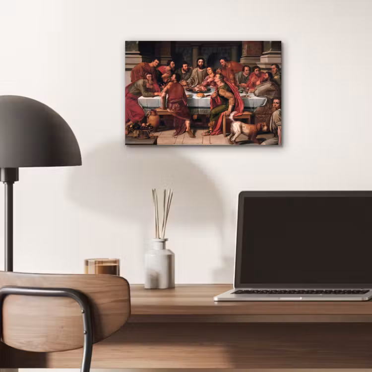 Het laatste avondmaal - Schilderij van Willem Key aluminium wit klein -sfeer5