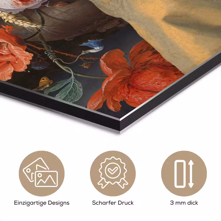 Meisje met de parel - Johannes Vermeer - Bloemen aluminium wit klein -closeup_DE