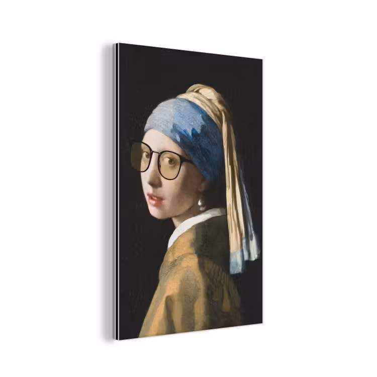 Meisje met de parel - Johannes Vermeer - Bril aluminium wit klein -3d