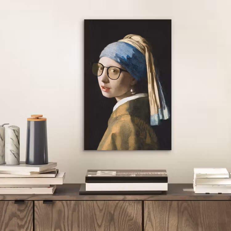 Meisje met de parel - Johannes Vermeer - Bril aluminium wit klein -sfeer1