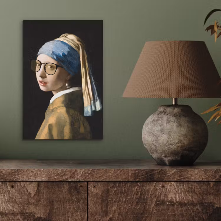 Meisje met de parel - Johannes Vermeer - Bril aluminium wit klein -sfeer2