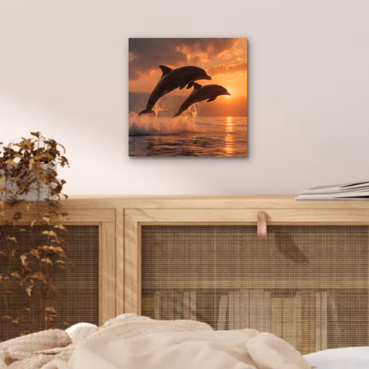 Dolfijnen - Zee - Realistisch aluminium wit klein -sfeer3