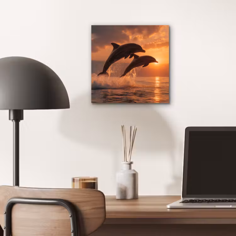 Dolfijnen - Zee - Realistisch aluminium wit klein -sfeer5