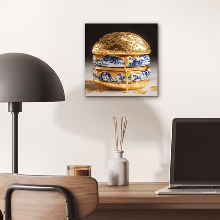 Delftsblauw - Goud - Burger aluminium wit klein -sfeer5