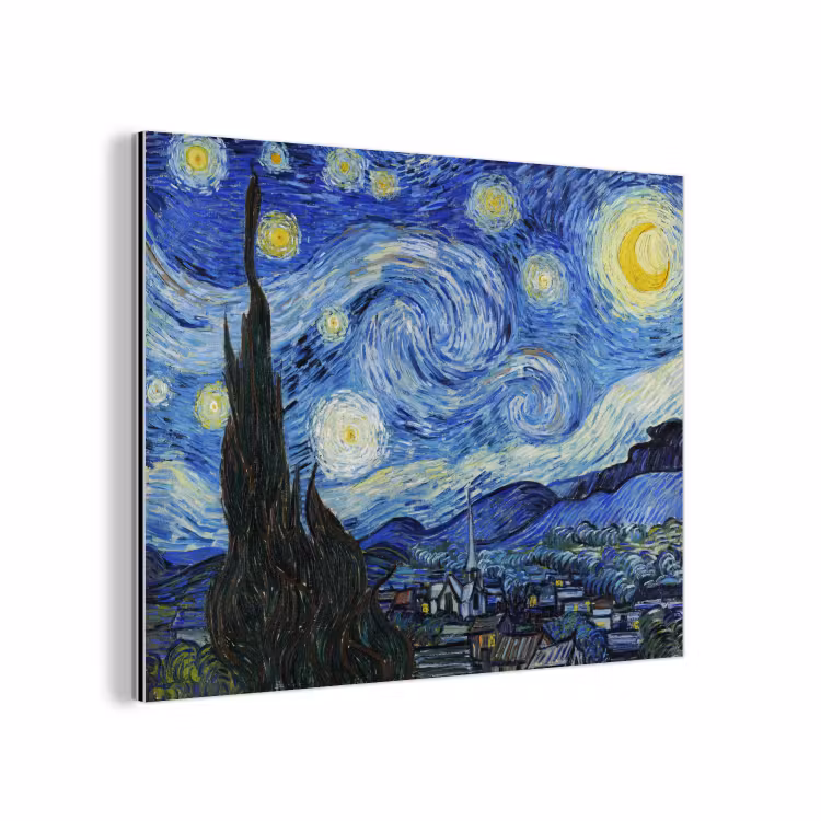 De sterrennacht - Vincent van Gogh aluminium wit klein -3d