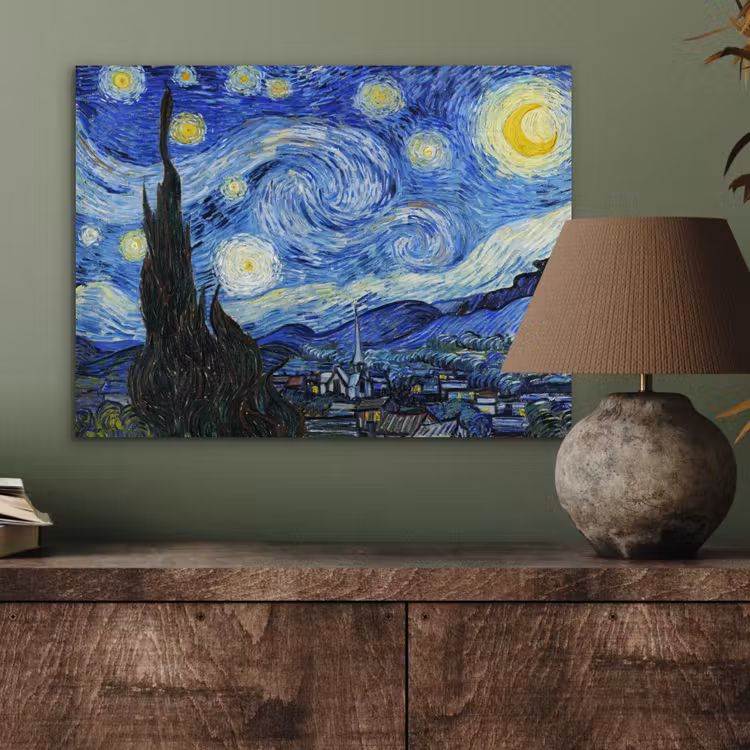 De sterrennacht - Vincent van Gogh aluminium wit klein -sfeer2