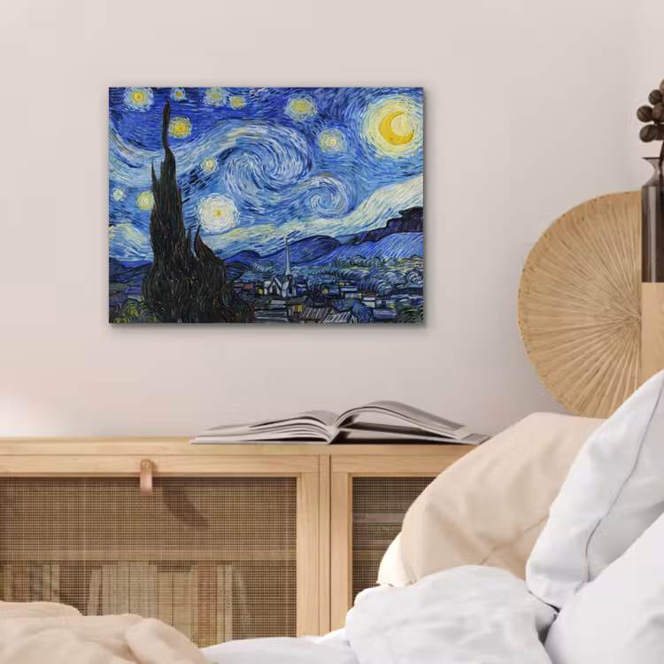 De sterrennacht - Vincent van Gogh aluminium wit klein -sfeer3