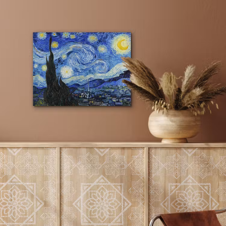 De sterrennacht - Vincent van Gogh aluminium wit klein -sfeer4