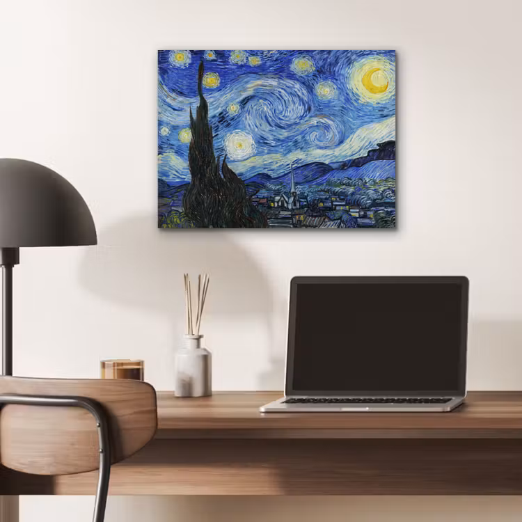 De sterrennacht - Vincent van Gogh aluminium wit klein -sfeer5
