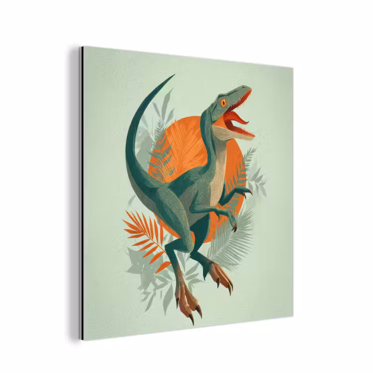 Dino - Bladeren - Grafisch - Groen aluminium wit klein -3d