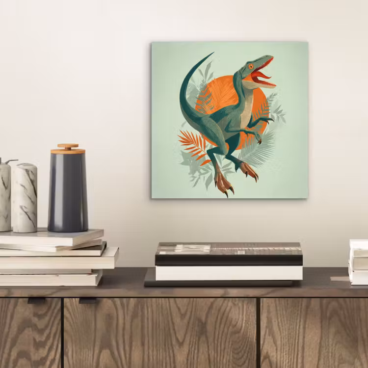 Dino - Bladeren - Grafisch - Groen aluminium wit klein -sfeer1