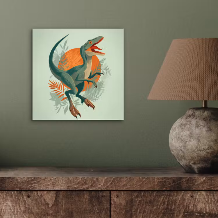 Dino - Bladeren - Grafisch - Groen aluminium wit klein -sfeer2