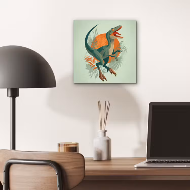 Dino - Bladeren - Grafisch - Groen aluminium wit klein -sfeer5