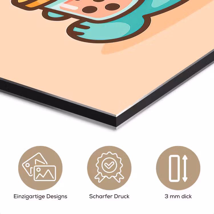 Dino - Boba - kawaii - Oranje aluminium wit klein -closeup_DE