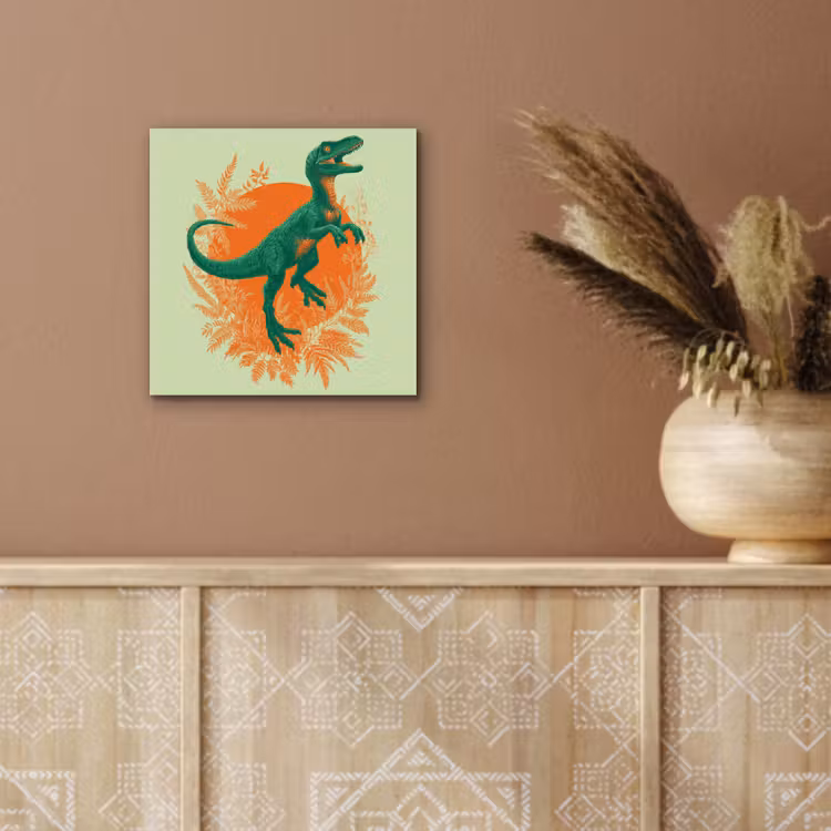 Dinosaurus - Groen - Planten - Cirkel aluminium wit klein -sfeer4
