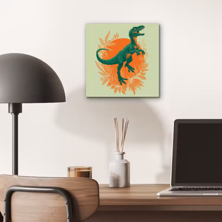Dinosaurus - Groen - Planten - Cirkel aluminium wit klein -sfeer5