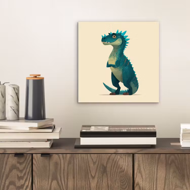 Dinosaurus - Turquoise - Stekels aluminium wit klein -sfeer1