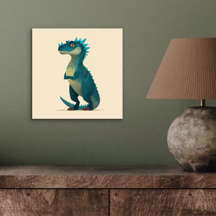 Dinosaurus - Turquoise - Stekels aluminium wit klein -sfeer2