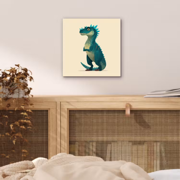 Dinosaurus - Turquoise - Stekels aluminium wit klein -sfeer3