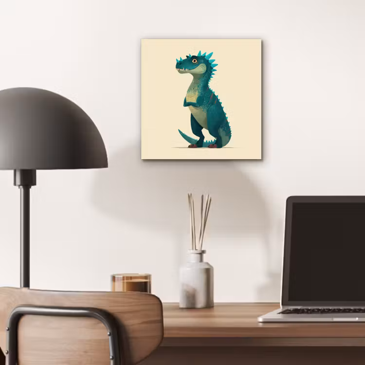 Dinosaurus - Turquoise - Stekels aluminium wit klein -sfeer5