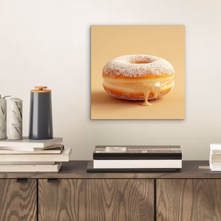 Donut - Romig - Poedersuiker - Beige aluminium wit klein -sfeer1