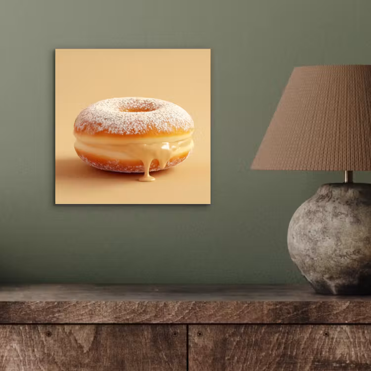 Donut - Romig - Poedersuiker - Beige aluminium wit klein -sfeer2