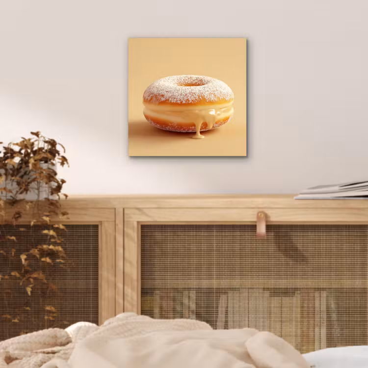 Donut - Romig - Poedersuiker - Beige aluminium wit klein -sfeer3