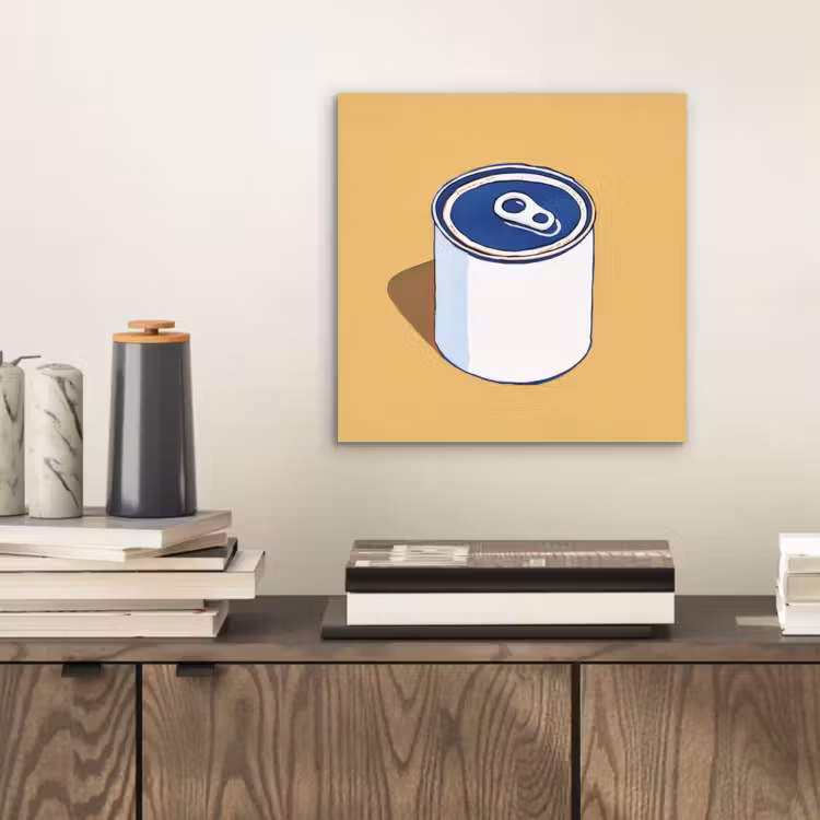 Blikje - Minimalistisch - Blauw - Illustratie aluminium wit klein -sfeer1